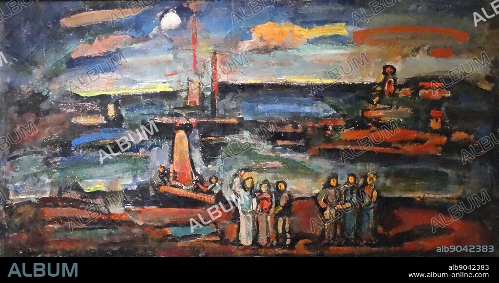 Painting titled 'Christ and the Fisherman' by Georges Rouault (1871-1958) French painter, draughtsman, and printer. Dated 1939.