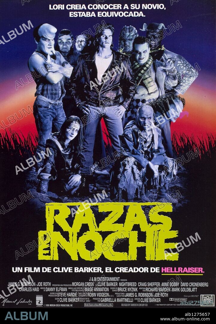 Poster de RAZAS DE NOCHE, 1990 (NIGHTBREED), dirigida por CLIVE BARKER. Copyright 20TH CENTURY FOX/MORGAN CREEK.