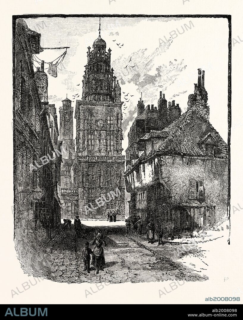 VIEW IN CALAIS: RUE DE LA CITADELLE, SHOWING THE BELFRY.