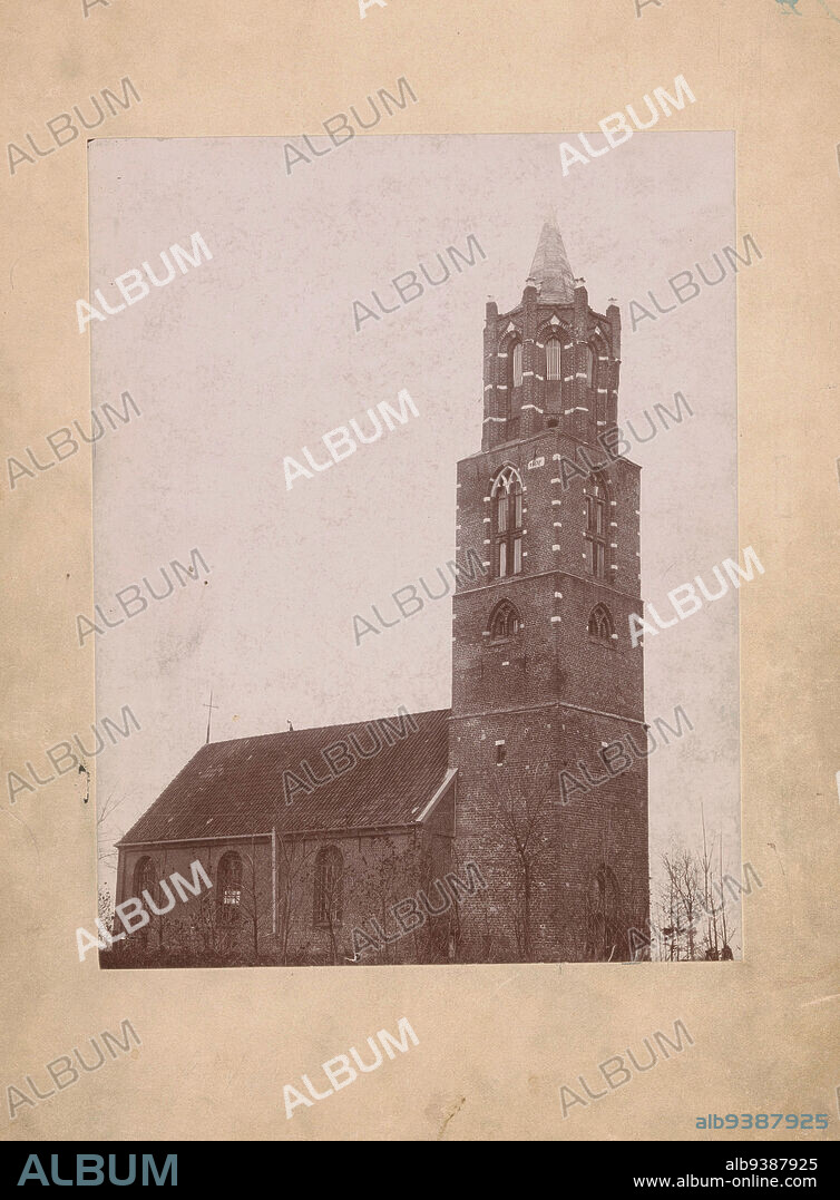 Exterior of the Pieter Stuyvesant church at Peperga, anonymous, Peperga, c. 1875 - c. 1900, cardboard, photographic support, height 219 mm × width 170 mm.