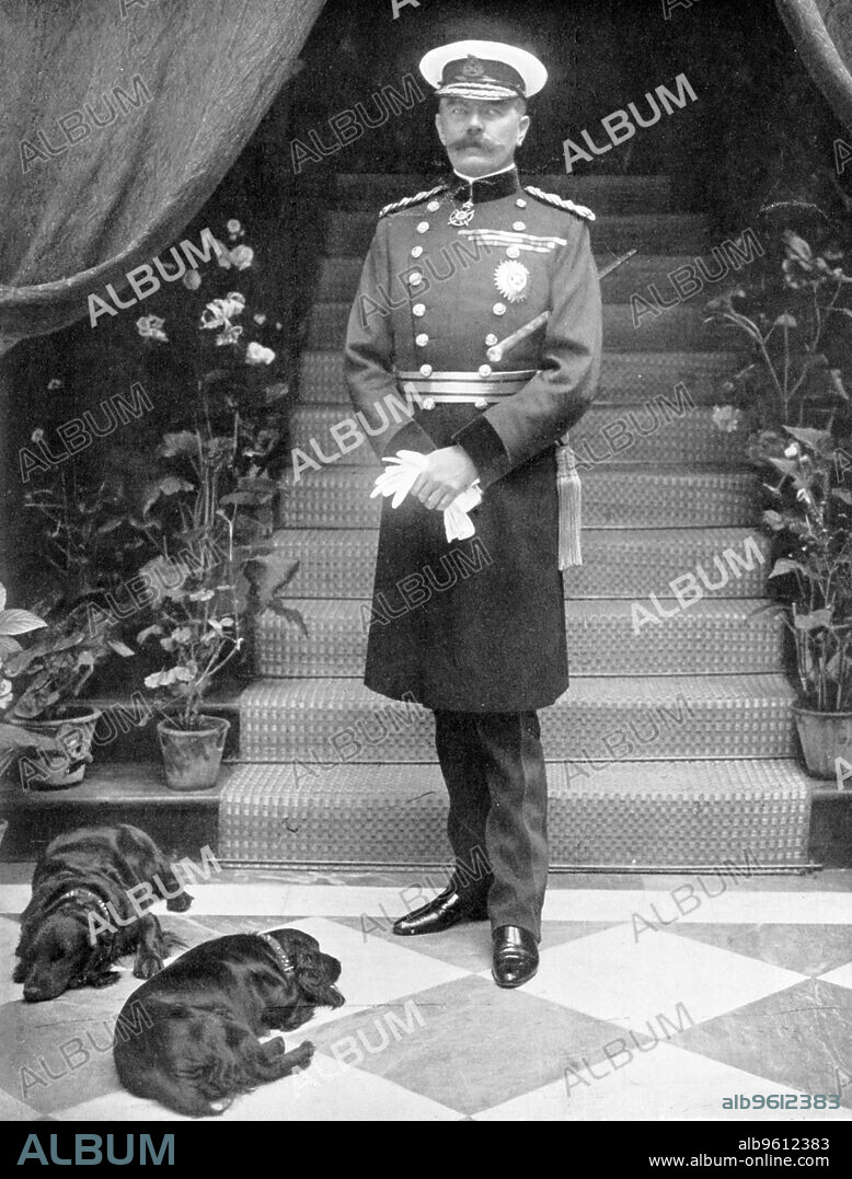 Horatio Herbert Kitchener (1850-1916), Irish-born British soldier and statesman. Kitchener was commander of British forces during the Boer War (1899-1902) and served as War Minister from 1914 to 1916. His portrait was used on a famous World War I army recruitment poster. Kitchener drowned when HMS Hampshire, carrying him to Russia, was sunk by a German mine in the North Atlantic in 1916.