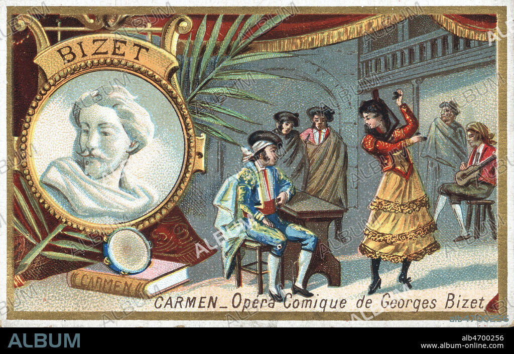 Carmen. Opera comique de Georges BIZET (1838-1875). Illustration anonyme pour un chromo vers 1890. Credit : Collection Kharbine-Tapabor.
