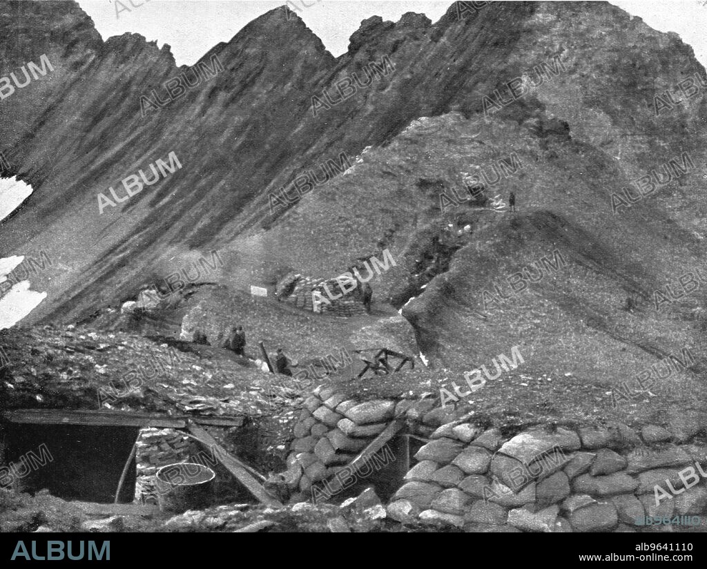 ROBERT VAUCHER. ''Sur le Front Italien; des tranchees et abris d'artillerie a 2800 metres d'altitude, dans la region du Stelvio', 1915. From "L'Album de la Guerre 1914-1919: Volume I" [L'Illustration, Paris, 1926].