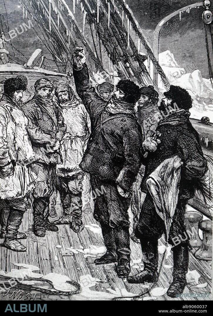 Illustration depicting Admiral Sir John Ross (1777-1856) a British naval officer and Arctic explorer, abandoning his ship 'Victory'. Dated 19th century.