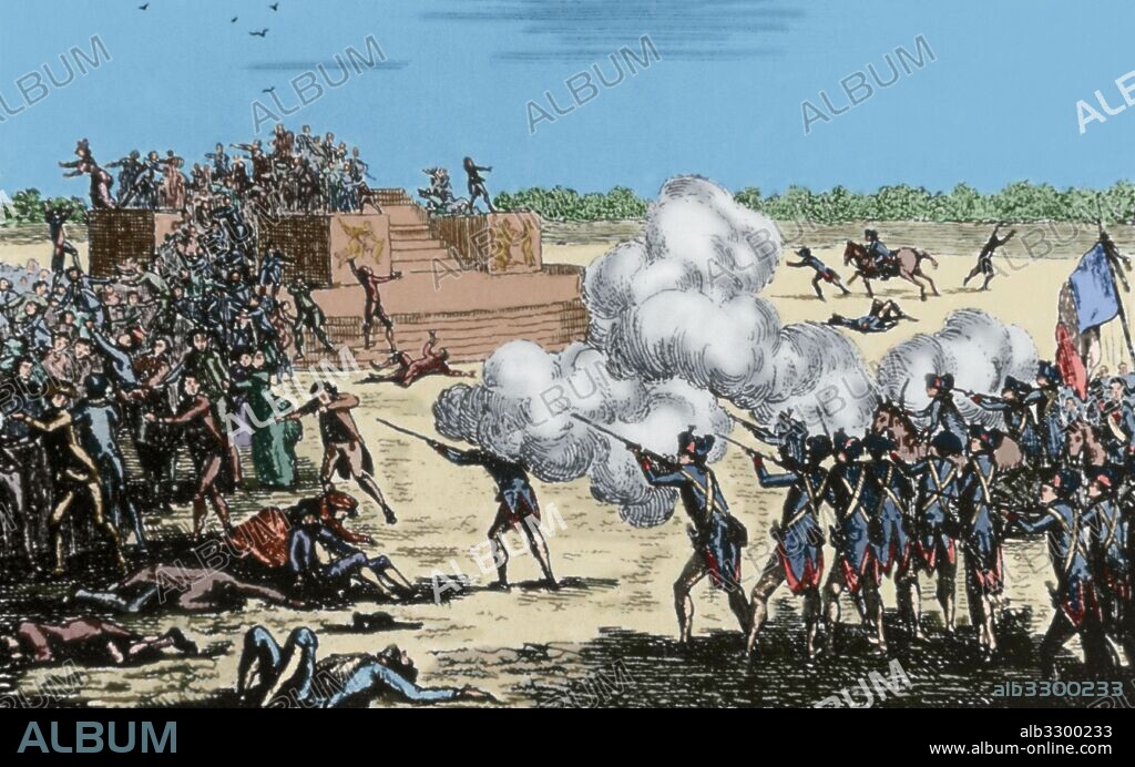 French Revolution (1789-1799). Champ de Mars Massacre (July 17, 1791). Anonymous. Engraving. Colored.