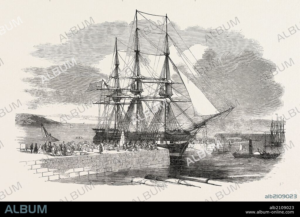 THE ST. LAWRENCE ENTERING SOUTHAMPTON DOCK, UK, 1851 engraving.