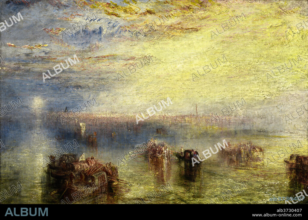 JOSEPH MALLORD WILLIAM TURNER. Approach to Venice. Dated: 1844. Dimensions: overall: 62 x 94 cm (24 7/16 x 37 in.)  framed: 88 x 118.4 x 12.4 cm (34 5/8 x 46 5/8 x 4 7/8 in.). Medium: oil on canvas.