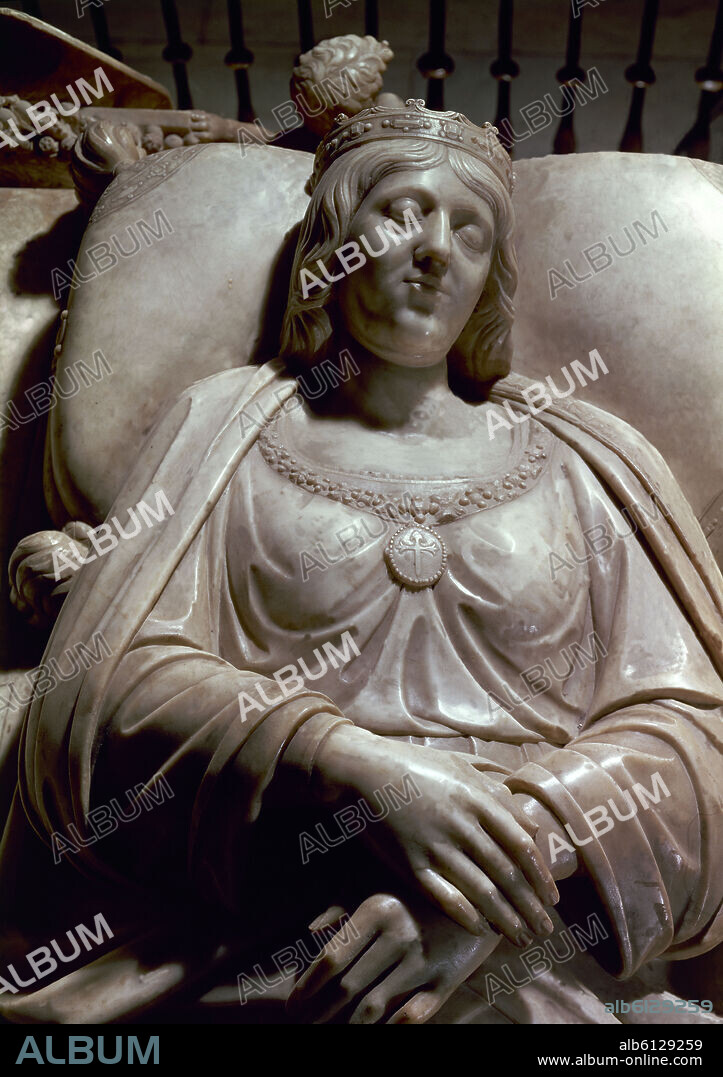 DOMENICO FANCELLI. SEPULCRO DE LOS REYES CATOLICOS - DETALLE DE LA FIGURA YACENTE DE ISABEL LA CATOLICA - SIGLO XVI.