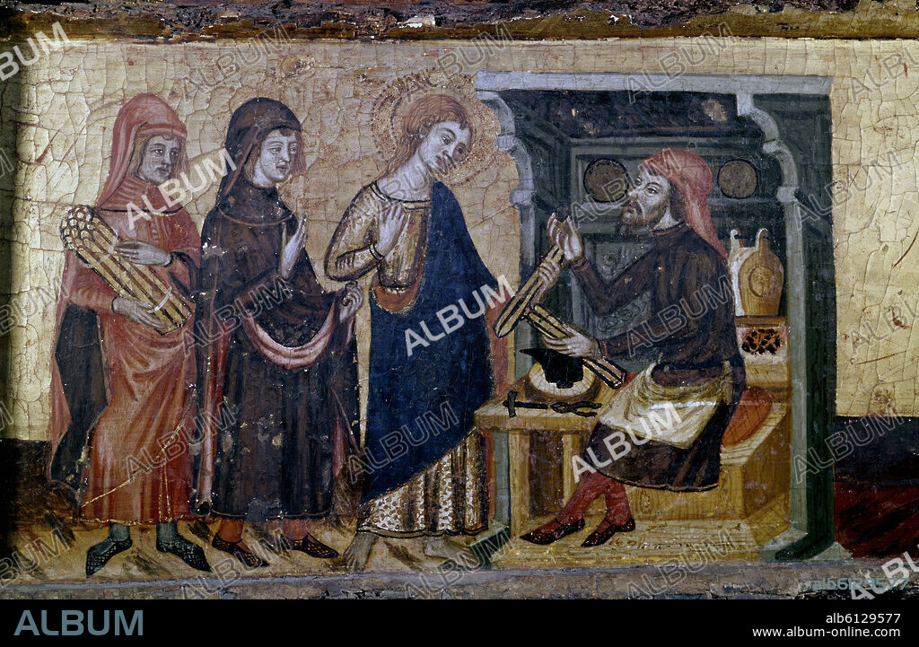 ANÓNIMO. TALLER DE UN ORFEBRE - SIGLO XIV - DETALLE DEL RETABLO DE LOS SANTOS JUANES PROCEDENTE DE SANTA COLOMA DE QUERALT.
