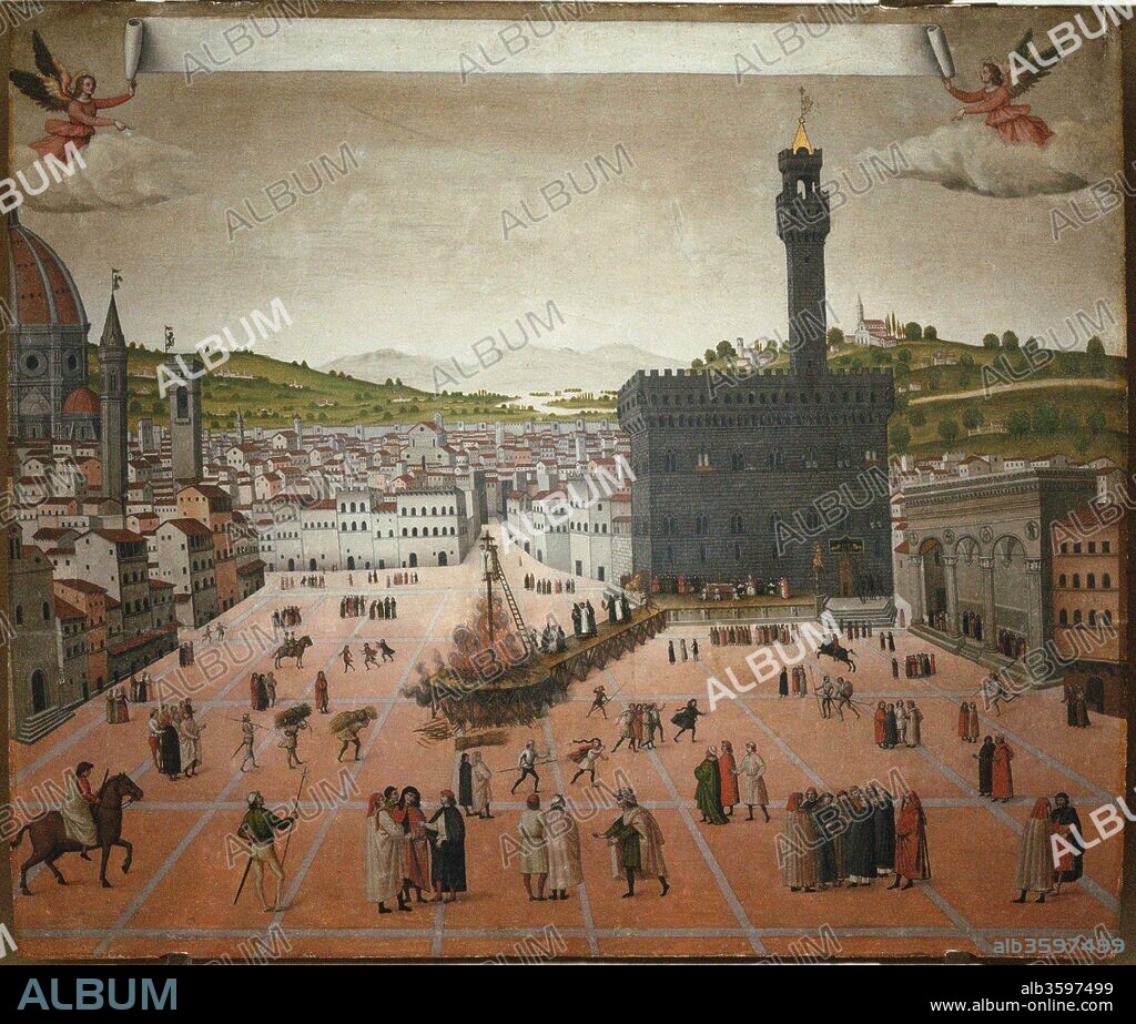 FRANCESCO DI LORENZO ROSSELLI. Girolamo Savonarola's execution on the Piazza della Signoria in Florence in 1498.