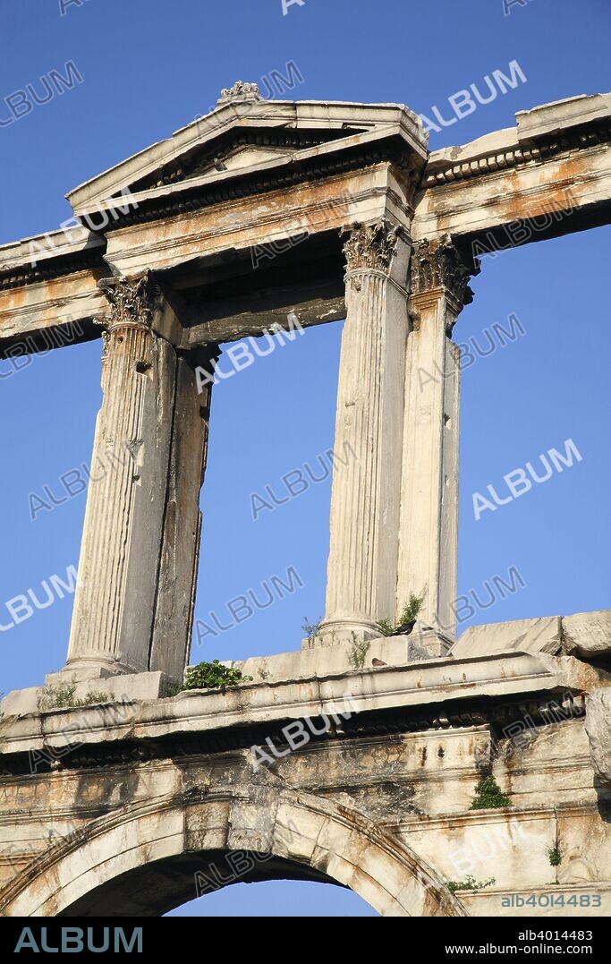 The Arch of Hadrian, Athens, Greece. The Arch of Hadrian is a monumental gateway resembling a Roman triumphal arch. It has been proposed that the arch was built to celebrate the arrival of the Roman Emperor Hadrian and to honour him for his many benefactions to the city. It is not certain who commissioned the arch, although it is probable that the citizens of Athens or another Greek group were responsible for its construction and design.