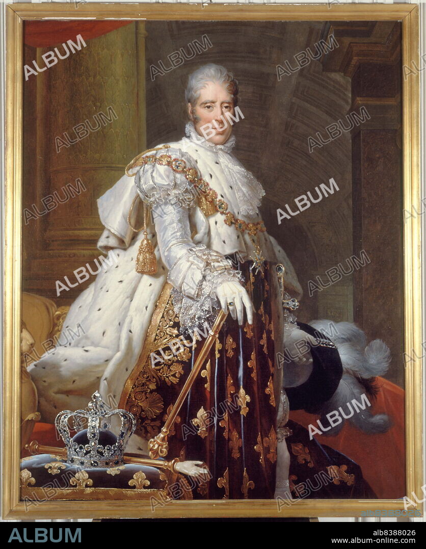 FRANÇOIS PASCAL SIMON. Portrait de Charles X (1757-1836), roi de France, en costume de sacre, c1825.