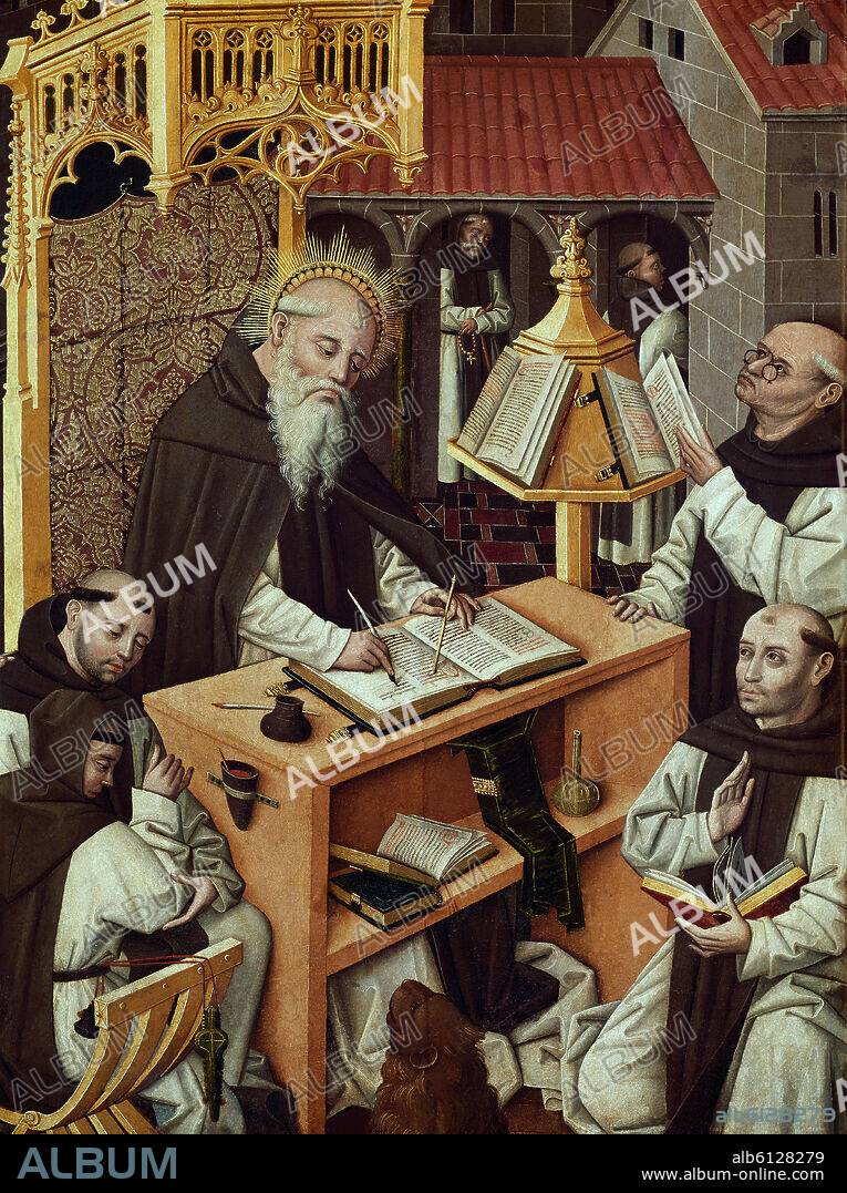MAESTRO DEL PARRAL. SAN JERONIMO EN SU ESCRITORIO - FINALES DEL SIGLO XV - O/T - 176x100 - FRAILES COPISTAS - GOTICO ESPAÑOL.
