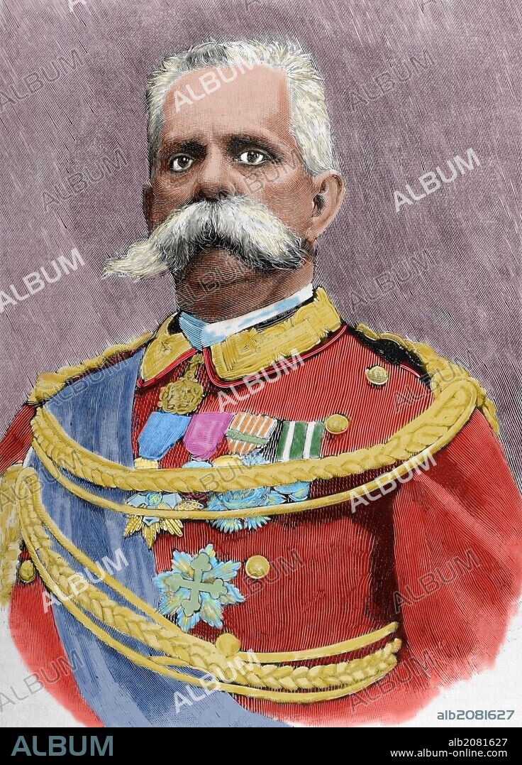 Humberto I de Saboya (1844-1900). Rey de Italia entre 1878 y 1900. Grabado por Rico. Siglo XIX. Coloreado.