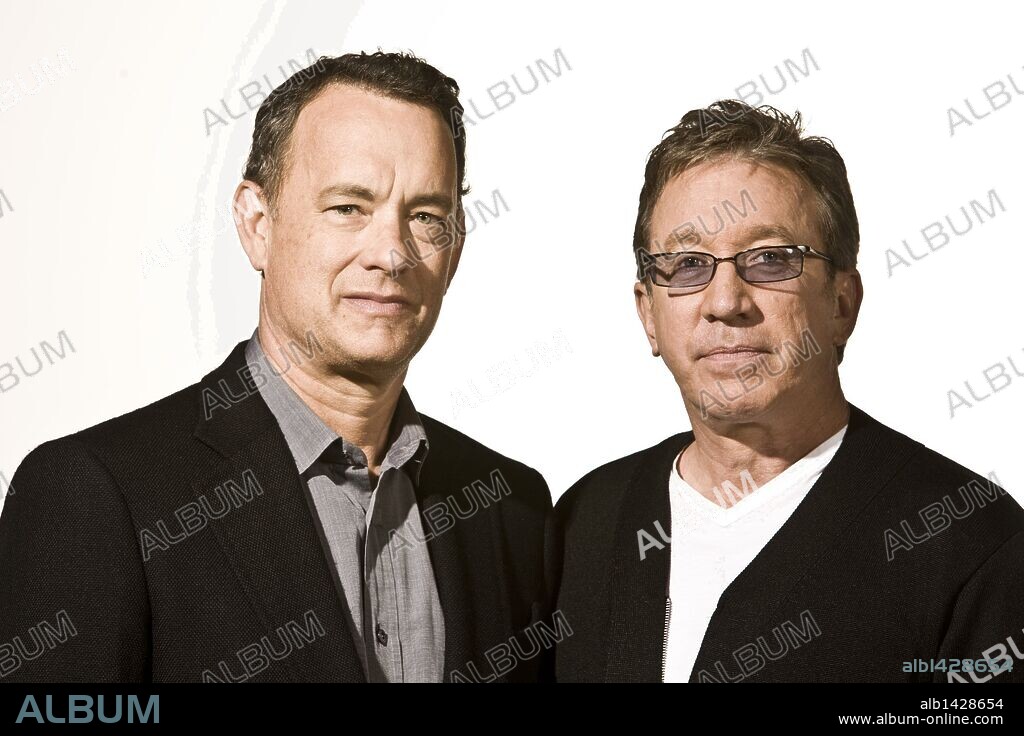 TIM ALLEN and TOM HANKS. Jun 05, 2010 - Emeryville, California, U.S. - TOM HANKS (L) and TIM ALLEN are photographed at Pixar studios in Emeryville, CA during a press junket for 'Toy Story 3'. Hanks and Allen have provided the voices for the characters of Woody and Buzz in the Toy Story films over the past 15 years. 05/06/2010