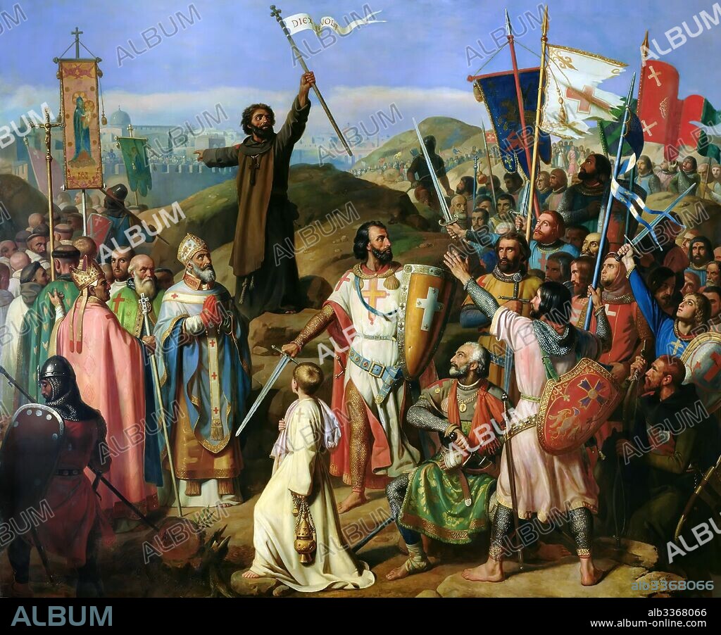 JEAN-VICTOR SCHNETZ. The barefoot procession of Crusaders around the city walls of Jerusalem, July 14, 1099.