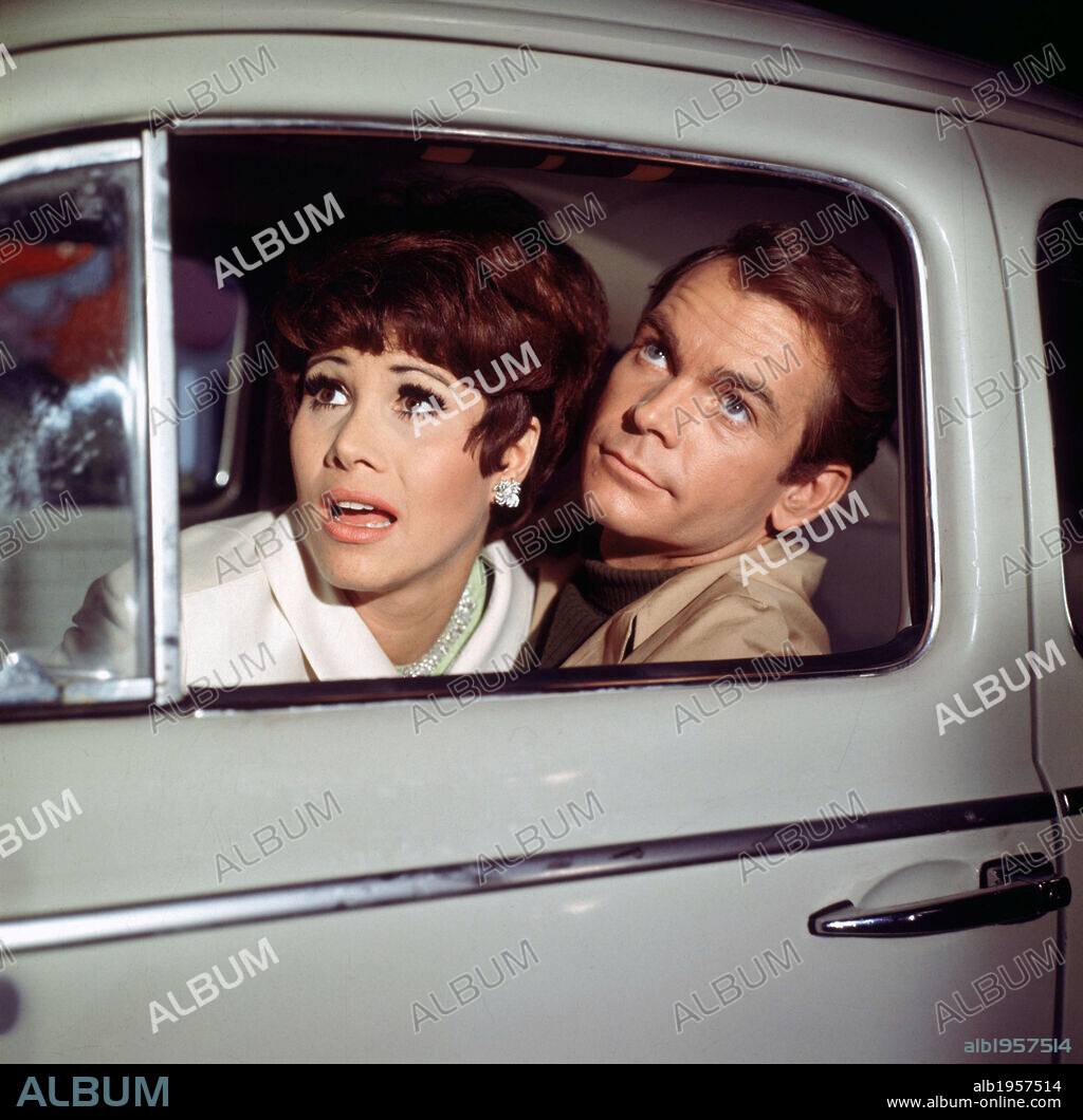 DEAN JONES and MICHELE LEE in THE LOVE BUG, 1968, directed by ROBERT STEVENSON. Copyright DISNEY.