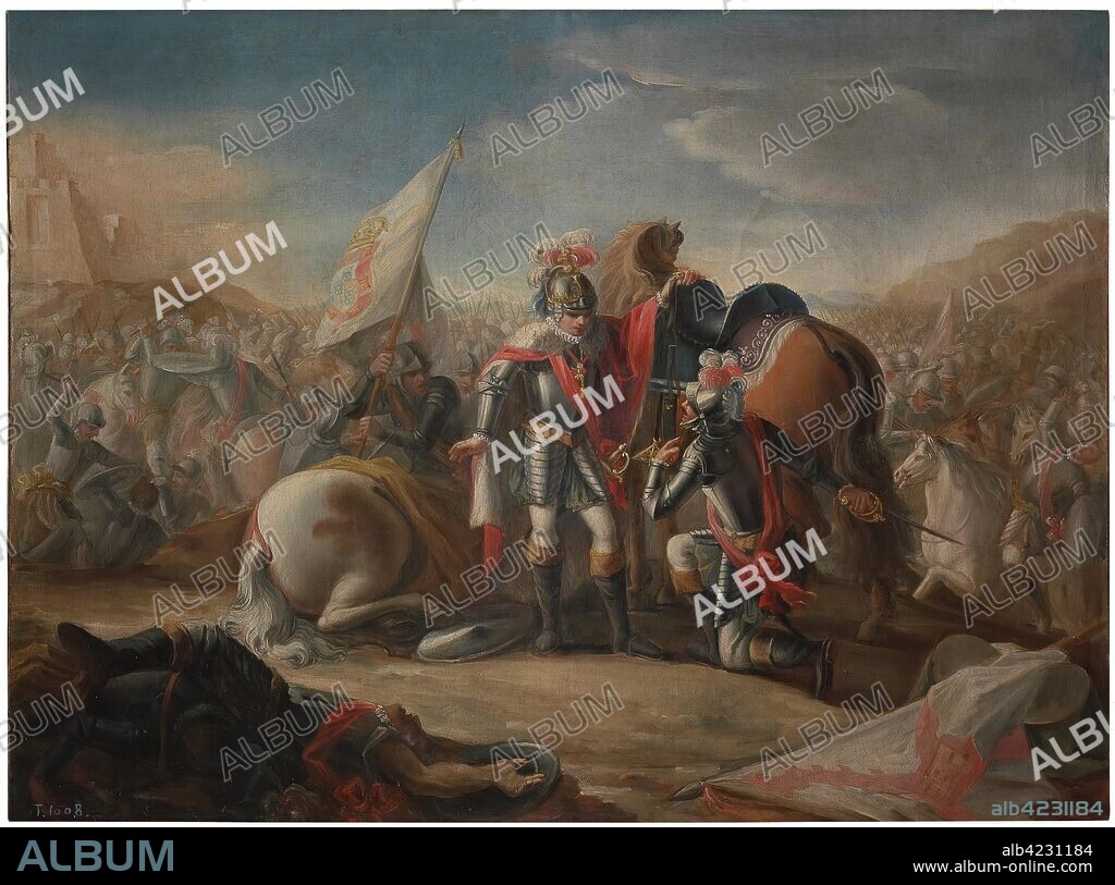 Mariano Salvador Maella / 'La Batalla de Aljubarrota'. 1791. Óleo sobre lienzo, 125 x 168 cm.
