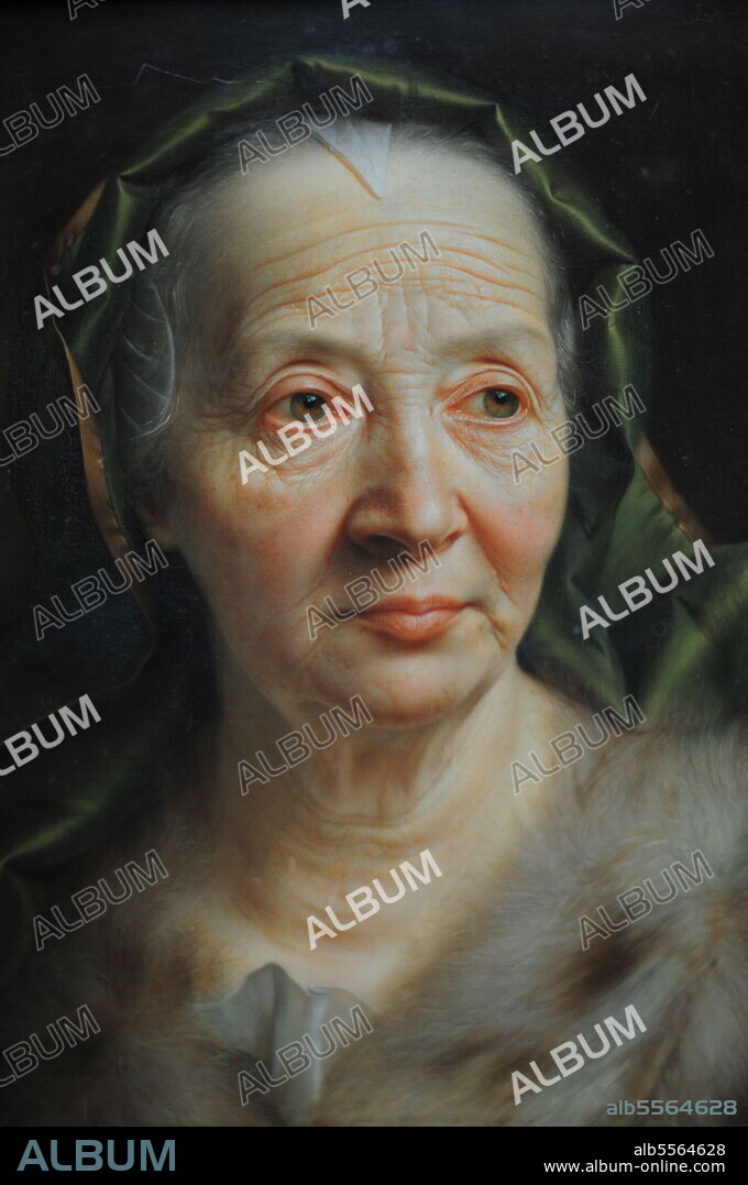 Christian Seybold / Retrato de una anciana (antes de 1768). Óleo sobre cobre; 41,5 cm × 32,5 cm.  Gemäldegalerie Alte Meister. Dresde, Alemania.