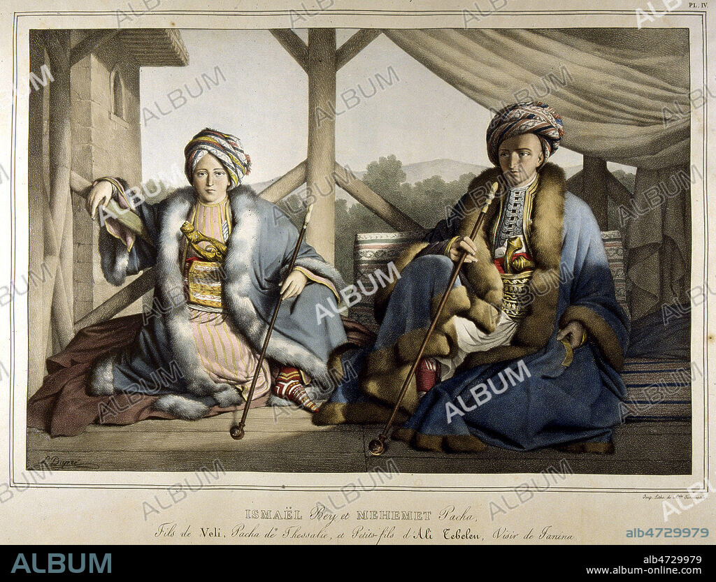 ISMAEL BEY et MEHEMET Pacha (1769-1849). Illustration de 1825 par Louis DUPRE (1789-1837 pour son ouvrage Voyage a Athenes et a Constantinople. Credit : Jean Vigne/KHARBINE-TAPABOR.