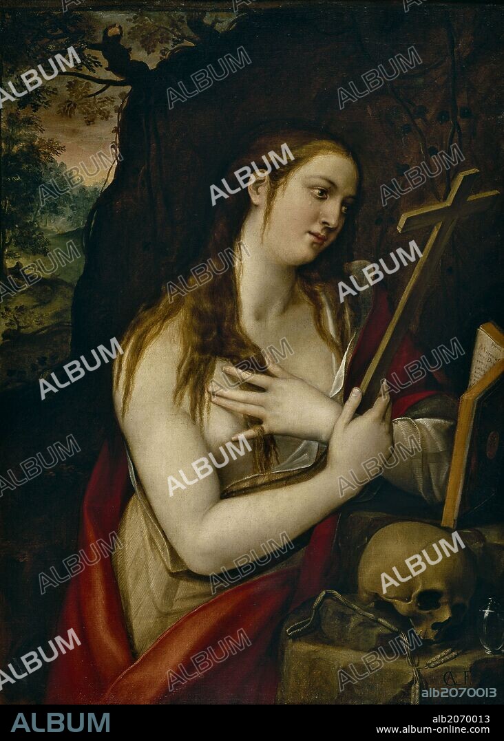 LUIS DE CARVAJAL Y DE LA CUEVA. Luis de Carvajal / 'Magdalena penitente', 1579, Escuela Española, Óleo sobre Lienzo, 130 cm x 94 cm, P00634.