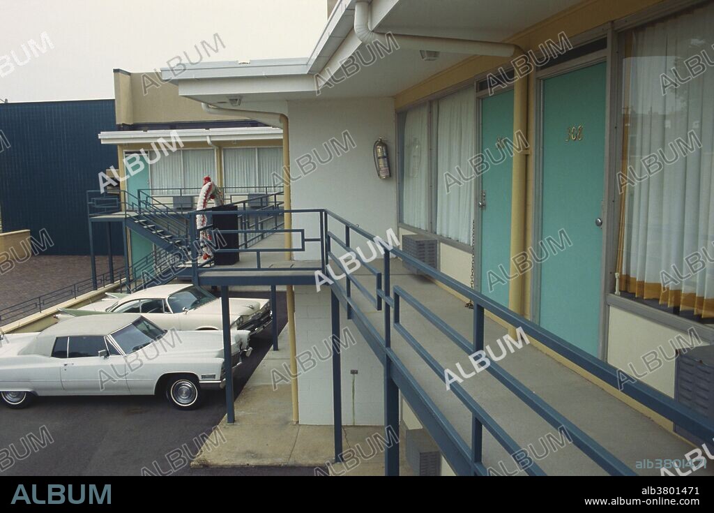 Balcony of the Lorraine Motel in Memphis, Tennessee. Now a museum, it was here that American civil rights leader Dr. Martin Luther King, Jr. was assassinated.