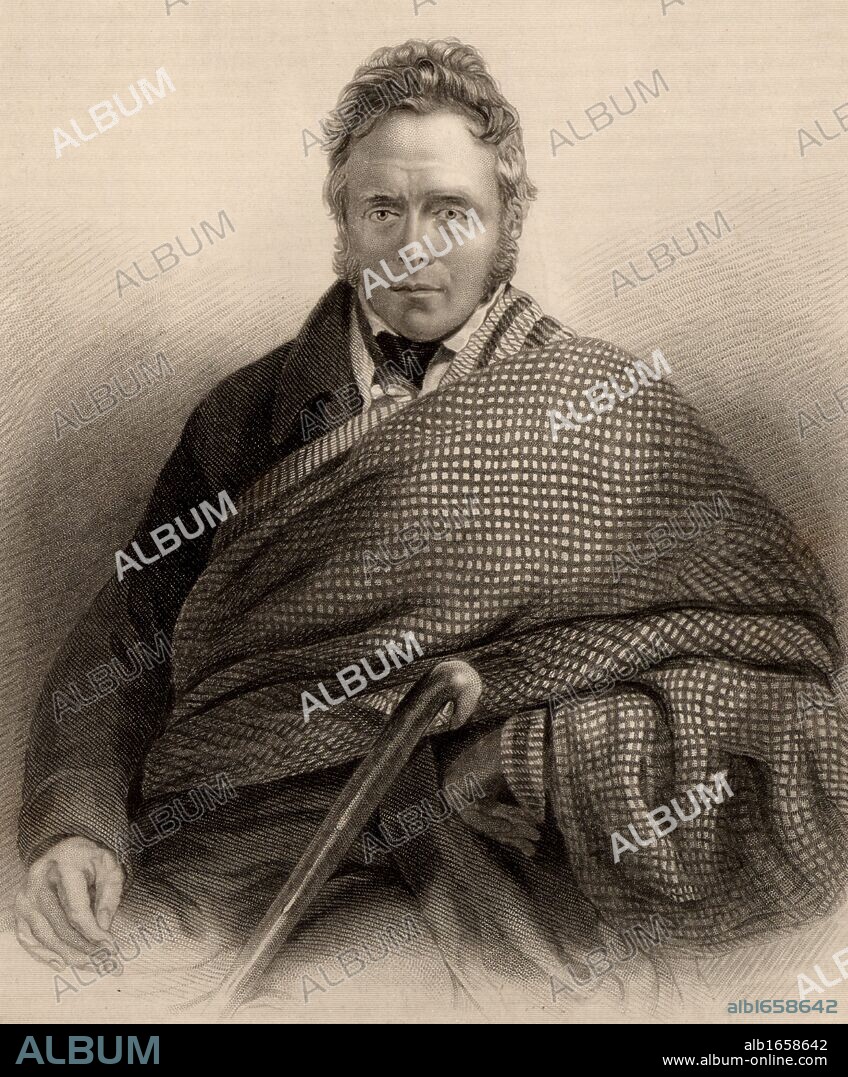 James Hogg, The Ettrick Shepherd (1770-1835) Scottish shepherd, poet and writer. His most important prose work is a novel "The Private Memoirs and Confessions of a Justified Sinner", 1824.Engraving from "A Biographical Dictionary of Eminent Scotsmen" by Thomas Thomson (1870).  (Photo by: Universal History Archive/UIG via Getty Images).