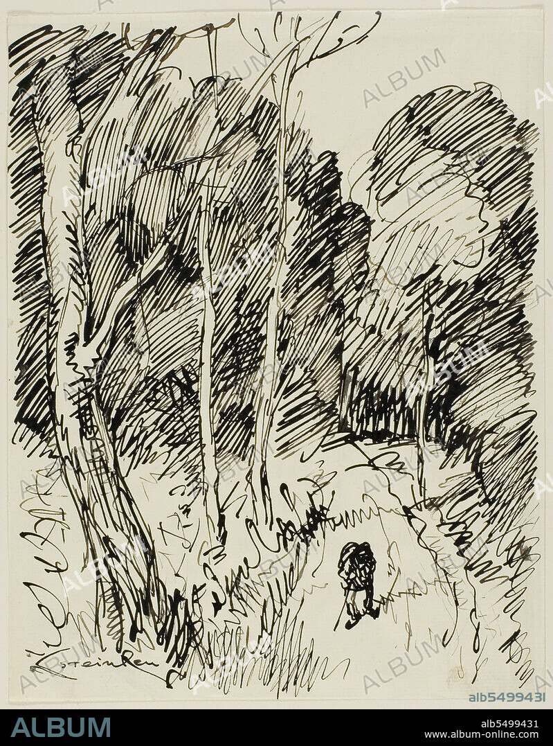 THEOPHILE ALEXANDRE STEINLEN. Wooded Landscape with Vagabond, n.d.