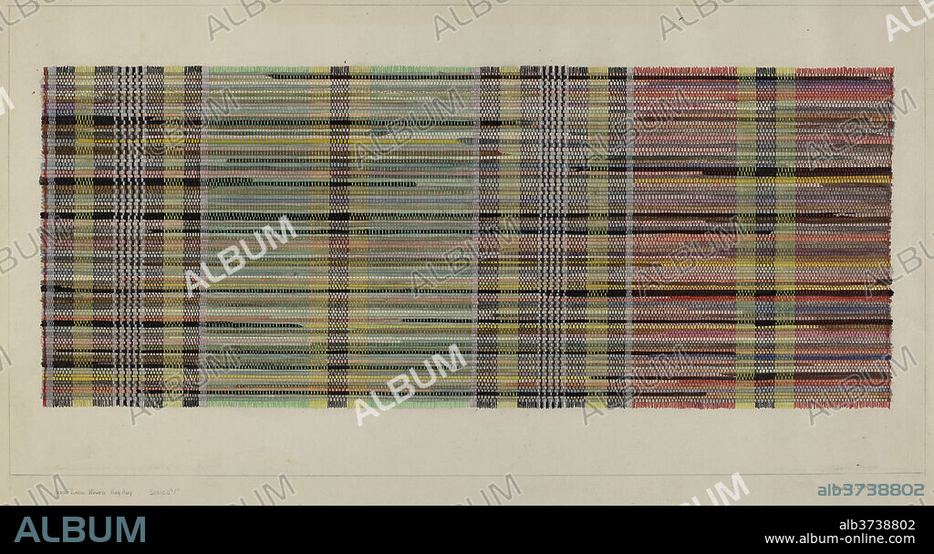 CLYDE L. CHENEY. Rag Carpet. Dated: c. 1937. Dimensions: overall: 30.7 x 52.1 cm (12 1/16 x 20 1/2 in.). Medium: watercolor, graphite, and gouache on paper.