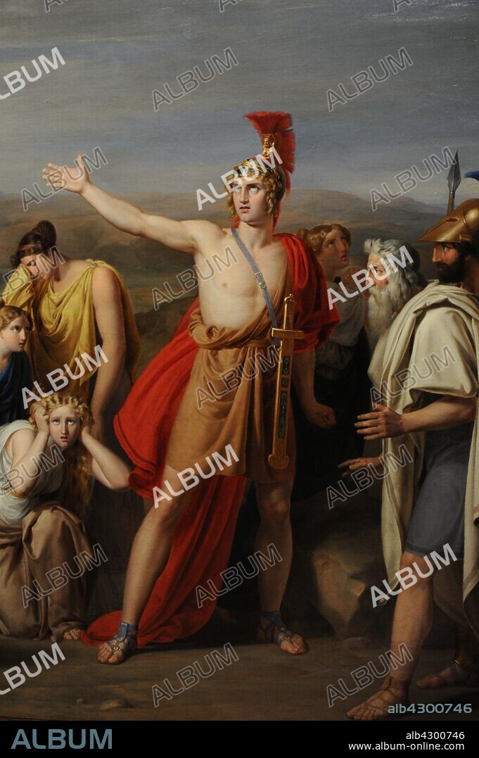 Rafael Tegeo (1798-1856). Spanish painter. Antilochus takes to Achilles the news of the fight on the body of Patroclus. Oil on canvas, 1831. Detail. Private collection.