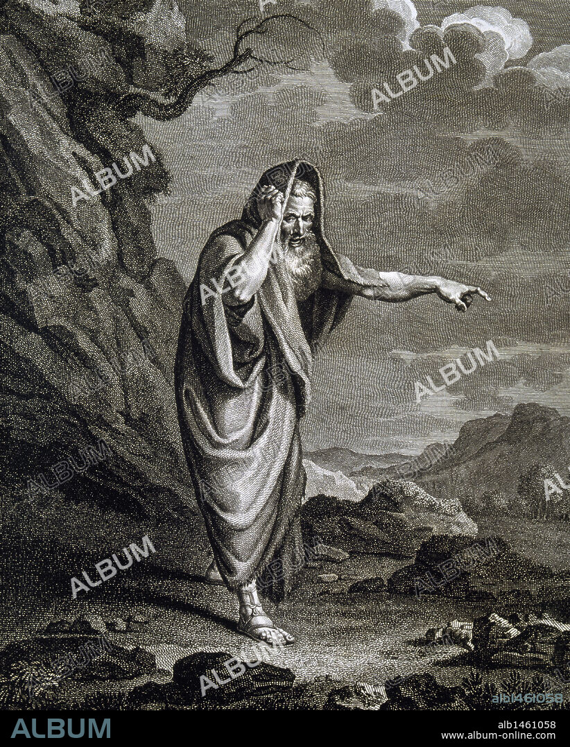 HERACLITO DE EFESO (544-484 a. C.). Filósofo griego. Grabado sobre pintura de José Ribera "El Españoleto". Biblioteca Nacional. Madrid. España.