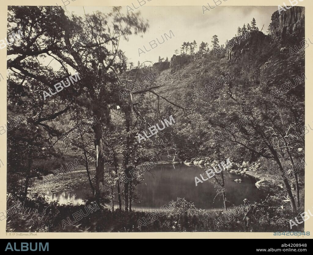 Apache Lake, Sierra Blanca Range, Arizona. Timothy O'Sullivan; American, born Ireland, 1840-1882. Date: 1873. Dimensions: 20.2 x 26.5 cm (image/paper); 39.3 x 49.9 cm (mount). Albumen print, from the album "Geographical & Geological Explorations & Surveys West of the 100th Meridian," vol. 1. Origin: United States.