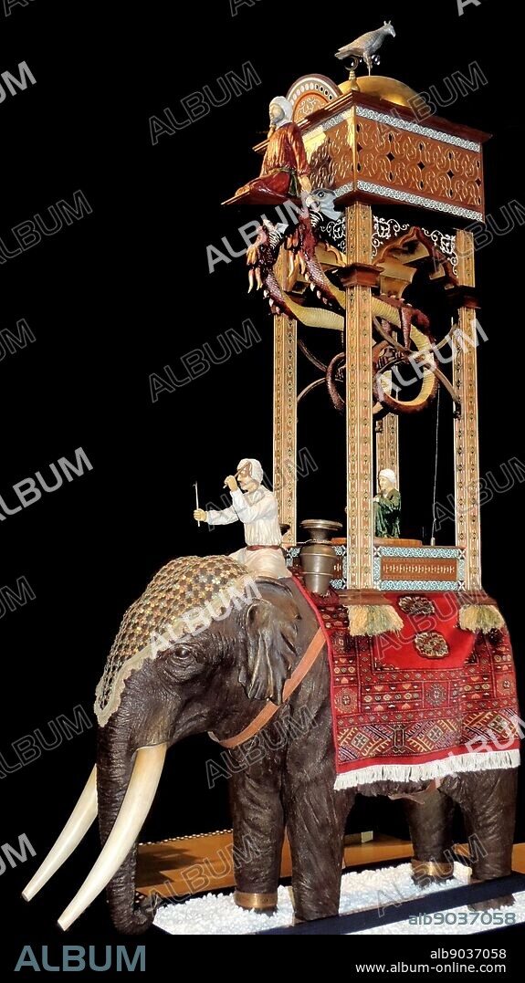 Elephant Water Clock. A masterpiece of medieval engineering. The clock was made by al-Jazari in the early 13th century for the King of Diyabakr. It told the time on the half hour using a novel ball run mechanism and was an iconic example of technology during the Golden Age of Islam by incorporating an Indian elephant.