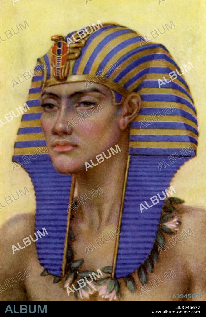 Akhenaten, Ancient Egyptian pharaoh of the 18th dynasty, 14th century BC (1926). After he ascended to the throne in c1350 BC Akhenaten (Amenhotep IV) set about transforming the religion of Ancient Egypt, replacing the existing polytheism with a monotheistic cult of worshipping Aten, the god of the disc of the Sun. In addition, he decreed that Egypt's capital was to be moved from Thebes to a new site 180 miles to the north, to be named Akhetaten (modern El-Amarna). These massive upheavals generated growing opposition to Akhenaten, particularly amongst the priesthood. In c1334 BC Akhenaten died and Egypt turned its back on his reforms. The city of Akhetaten was abandoned and Egyptians returned to worshipping their traditional gods. A print from Kings and Queens of Ancient Egypt, portraits by Winifred Brunton, Hodder and Stoughton, London, 1926.