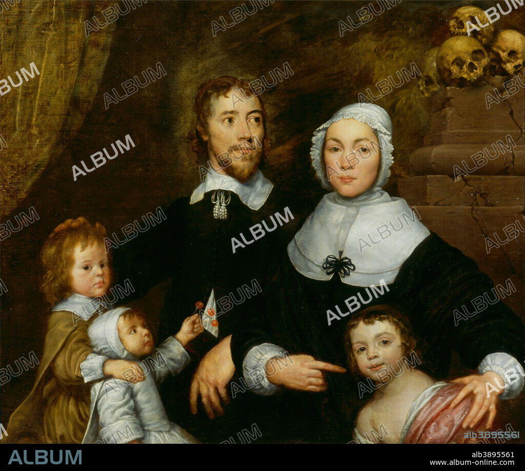 WILLIAM DOBSON. Portrait of a Family, Probably that of Richard Streatfeild. Date/Period: Ca. 1645. Painting. Oil on canvas. Height: 1,067 mm (42 in); Width: 1,245 mm (49.01 in).