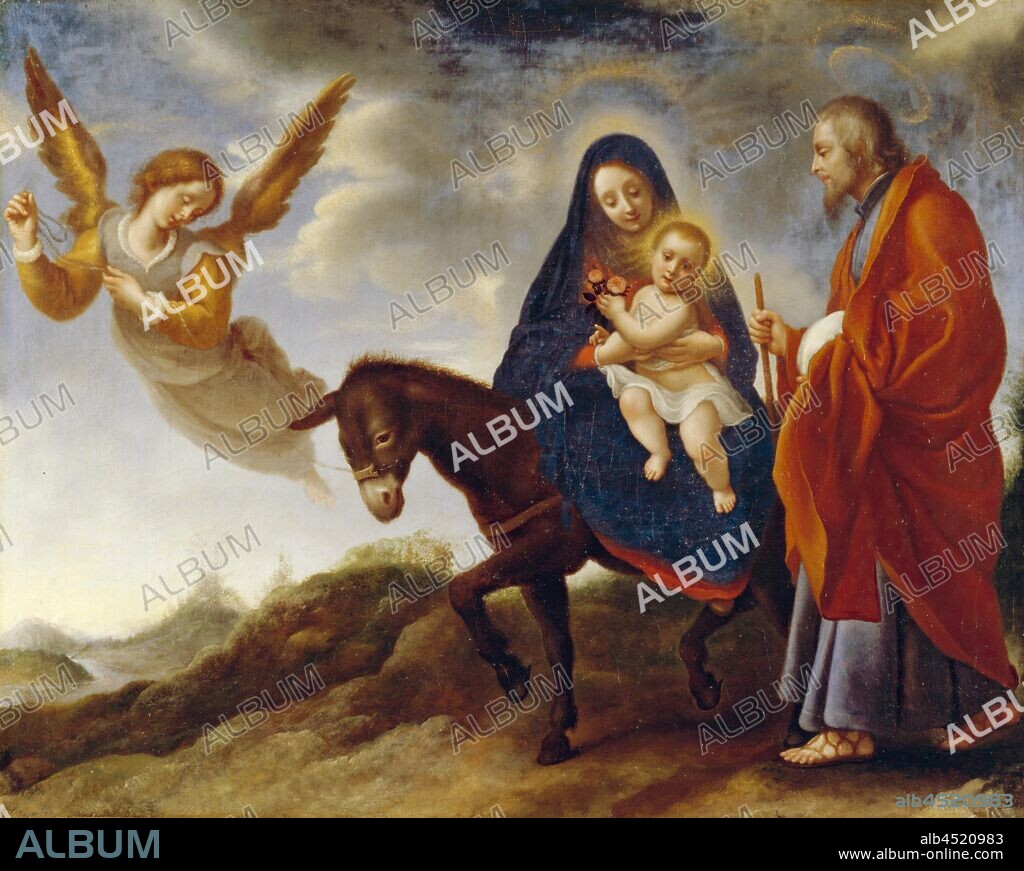 Carlo Dolci, Italian, 1616-1687, The Flight into Egypt, c. 1648/1650, oil on canvas, Unframed: 15 5/8 × 19 1/2 inches (39.7 × 49.5 cm).