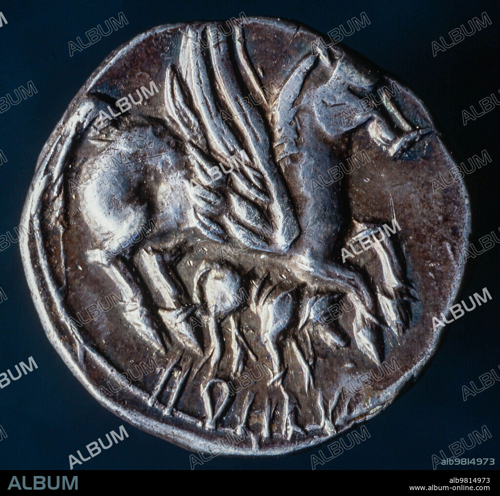 Dracma de imitación ibérica de Emporion, plata, siglo III a.C., 020648-N. Museu Nacional d'Art de Catalunya MNAC.