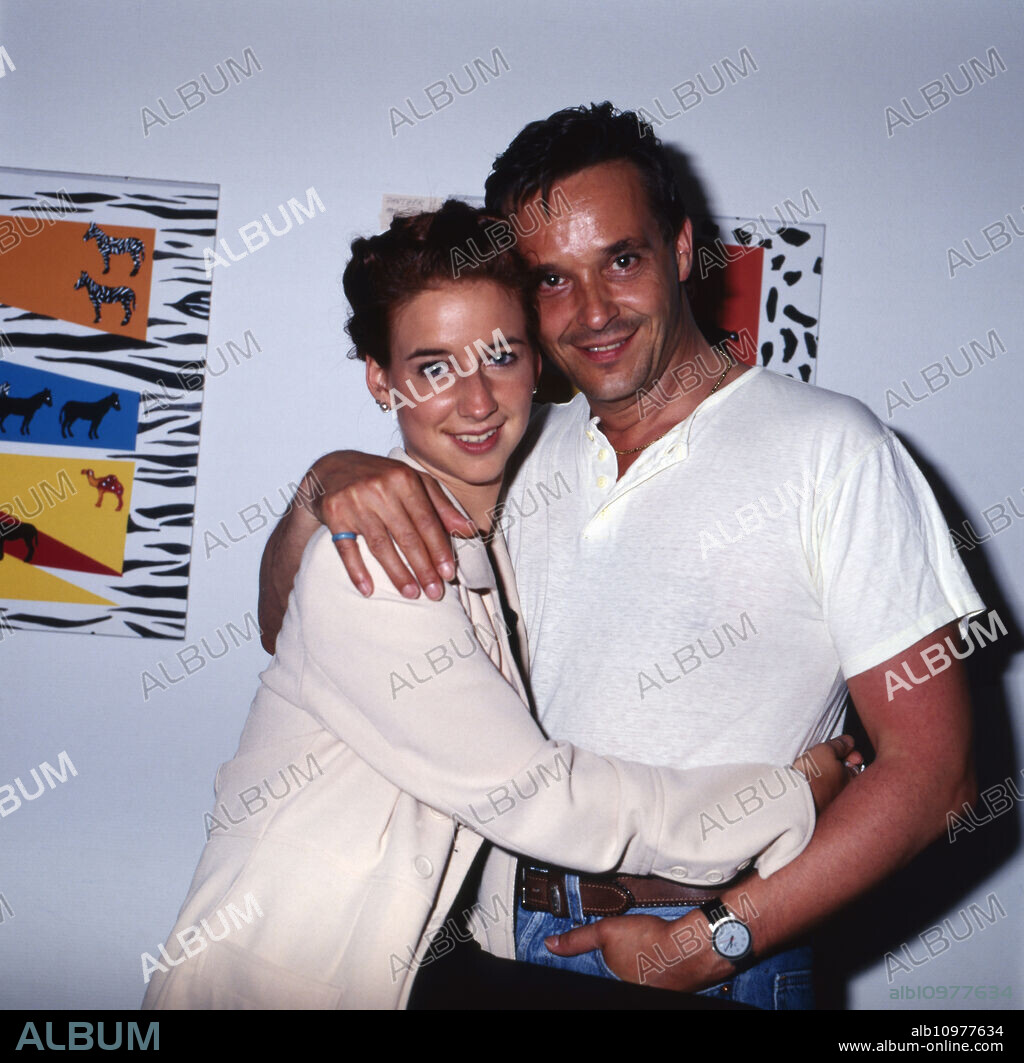 Isabell Hertel and Holger Franke, both actors of the German TV series "Unter uns", Germany circa 1995.