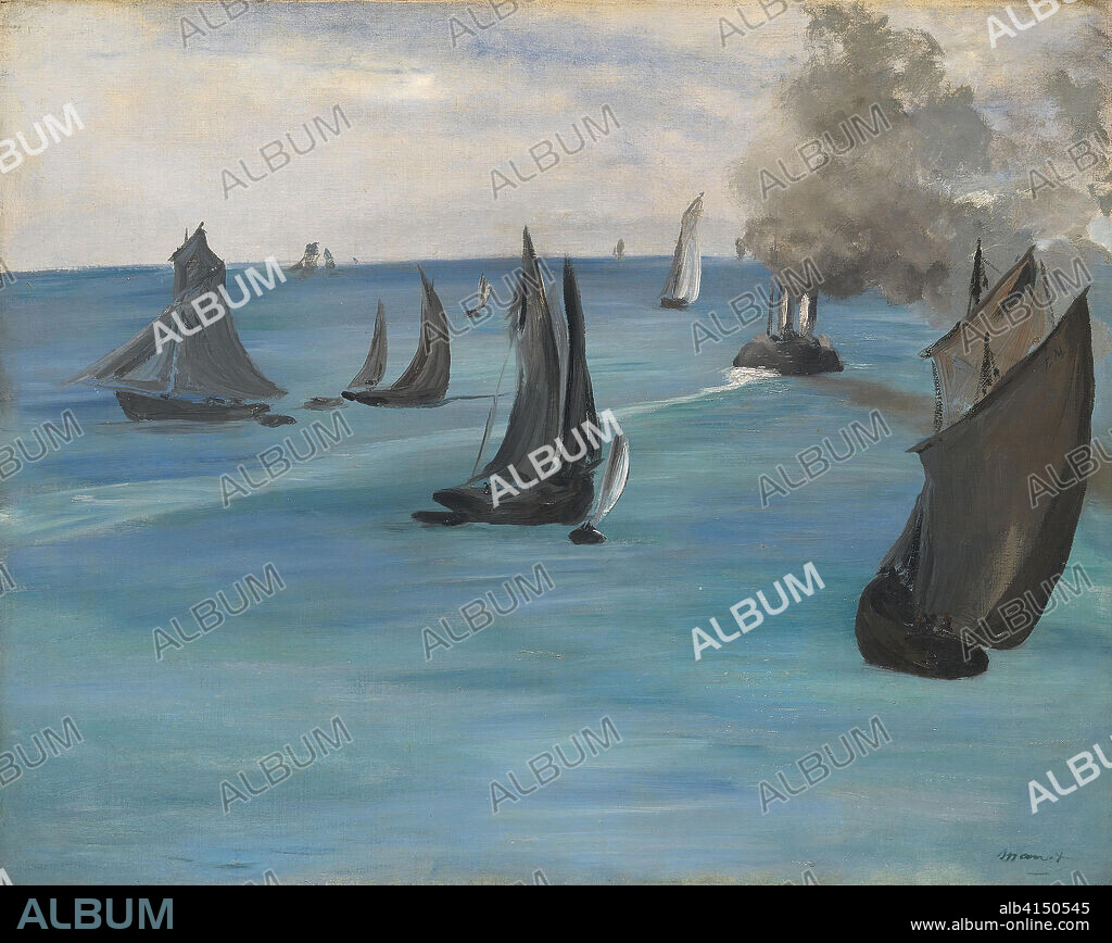 EDOUARD MANET. Steamboat Leaving Boulogne. Édouard Manet; French, 1832-1883. Date: 1864-1865. Dimensions: 29 × 36 1/2 in. (73.6 × 92.6 cm). Oil on canvas. Origin: France.