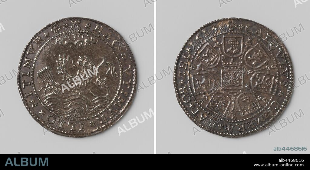 Riot in Utrecht, Silver Medal. Obverse: lion with bundle of seven arrows in claw, standing up to its waist in water lit by celestial light, bearing the name Jehovah in Hebrew script within an inscription. Reverse: crowned coat of arms, surrounded by border of seven coats of arms tied together with ribbon, Utrecht, Zeeland, Staten van Zeeland, anonymous, Middelburg, 1613, silver (metal), striking (metalworking), d 3.1 cm × w 65 gr.