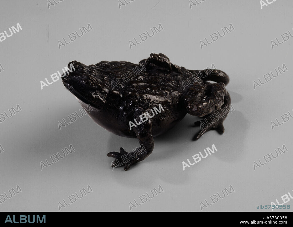 PADUAN 16TH CENTURY. A Toad with a Toad. Dated: early 16th century. Dimensions: overall: 6 x 13.1 x 8.6 cm (2 3/8 x 5 3/16 x 3 3/8 in.). Medium: bronze//Medium brown patina.
