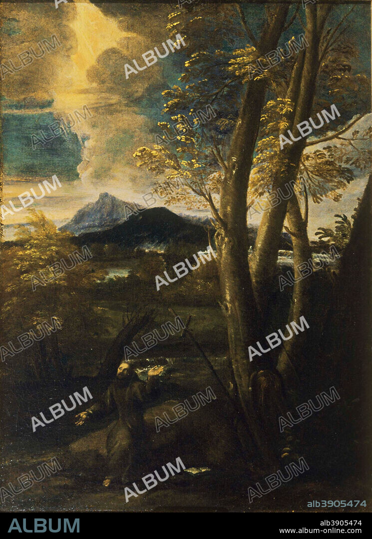 SALVATOR ROSA. St. Francis in Ecstasy. Painting. Oil on canvas. Height: 26.25 mm (1.03 in); Width: 19.50 mm (0.76 in).
