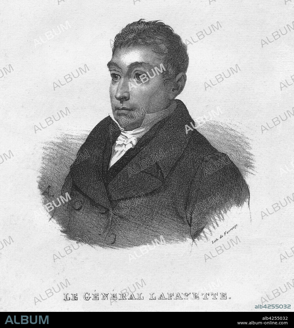 ANTOINE ADOLPHE CATHERINE FONROUGE. 'Le General Lafayette', c1830s. Portrait of French military leader and statesman Gilbert du Motier, Marquis de Lafayette. Marie Joseph Paul Yves Roch Gilbert du Motier, Marquis de Lafayette (1757-1834), fought on the side of the colonists during the American Revolution. He later took a prominent part in the French Revolution.