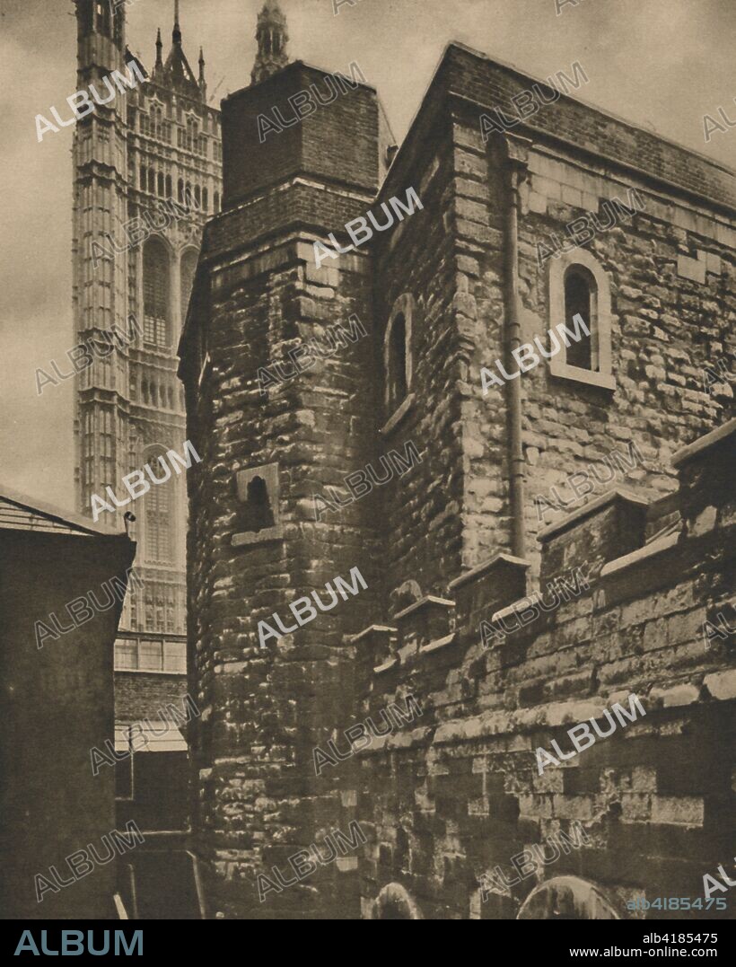 'The Jewel Tower, Westminster, Surviving from Very Early London', c1935.  The Jewel Tower in Old Palace Yard, Westminster, London is one of the only remaining parts of the medieval Palace of Westminster. It was built c1365 to house the treasures of King Edward III. In the background is the 19th-century Victoria Tower. From "Wonderful London, Volume 3", edited by Arthur St John Adcock. [The Fleetway House, London, c1935].