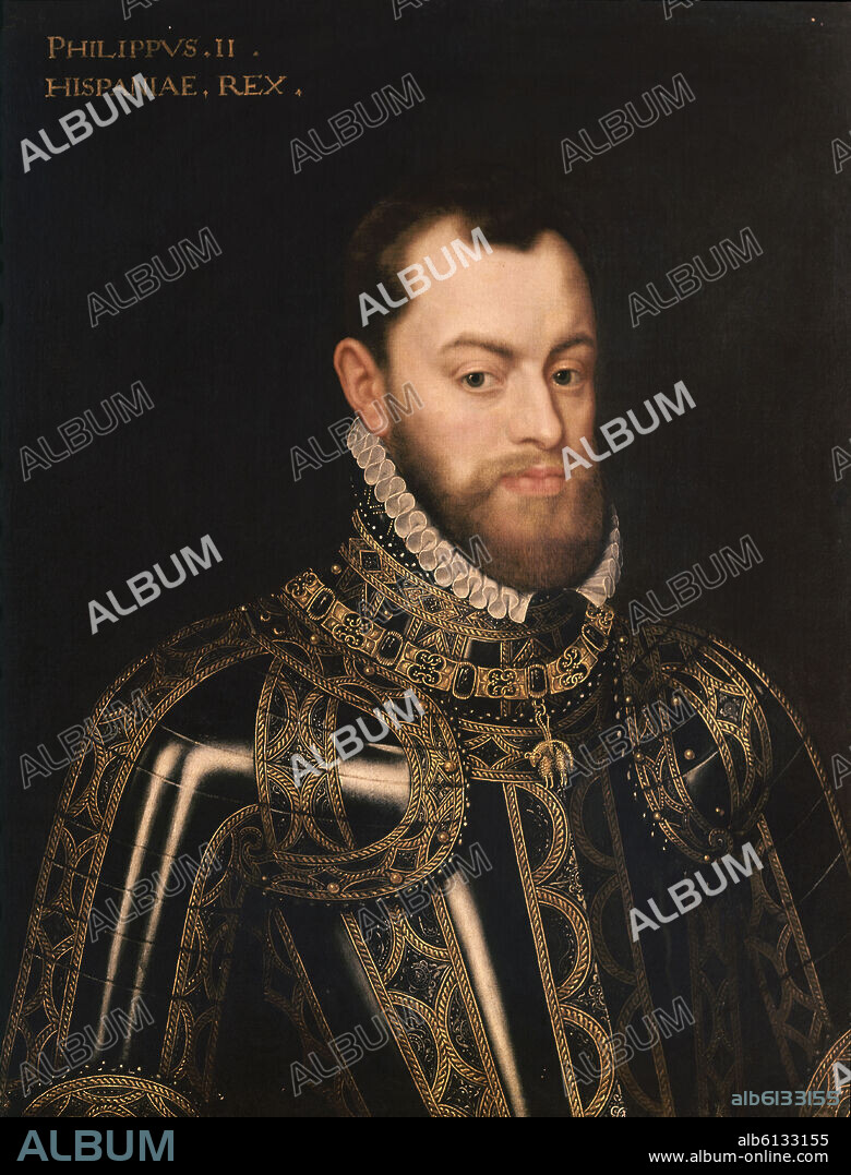 ANONIMO (S. XVI). RETRATO DE FELIPE II - REY DE ESPAÑA - SIGLO XVI -RENACIMIENTO ESPAÑOL.