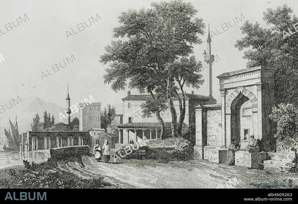Ottoman Empire. Turkey. Asia Minor. View of Gallipoli. Engraving by Lemaitre, Danvin and Cholet. Historia de Turquia, by Joseph Marie Jouannin (1783-1844) and Jules Van Gaver, 1840.