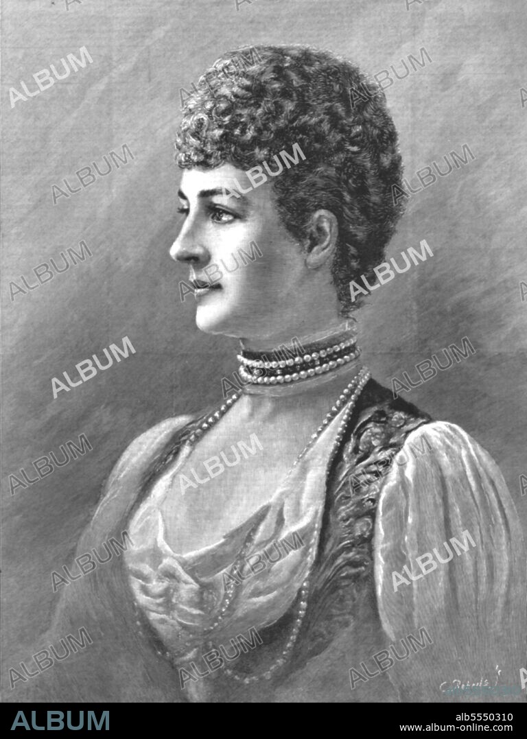 CHARLES ROBERTS. ''H.R.H. The Princess of Wales, a pastel after Henry Van der Weyde', 1888. From, 'The Graphic. An Illustrated Weekly Newspaper Volume 38. July to December, 1888'.