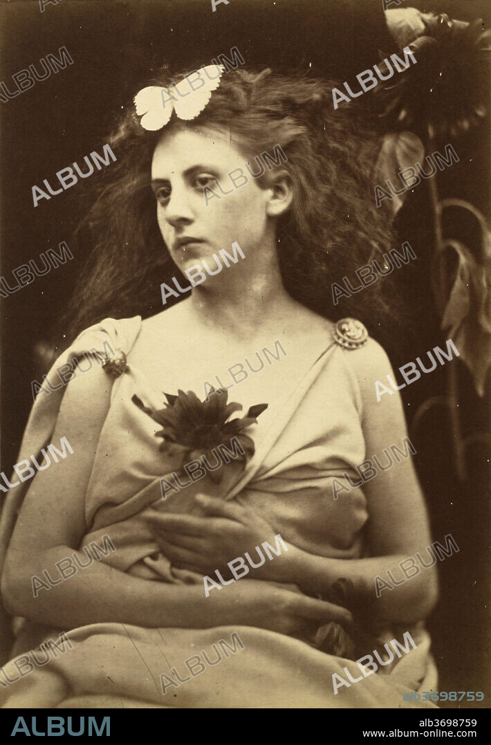 JULIA MARGARET CAMERON. The Sunflower. Dated: 1866-1870. Dimensions: image: 35.2 x 24.3 cm (13 7/8 x 9 9/16 in.)  mount: 58.3 x 46.3 cm (22 15/16 x 18 1/4 in.). Medium: albumen print.