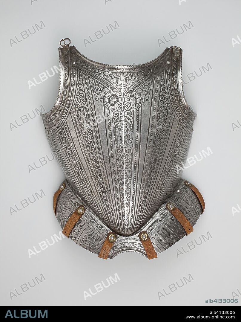Breastplate. Spanish. Date: 1480-1520. Dimensions: Wt. 5 lb. 15 oz. Steel and leather. Origin: Italy.