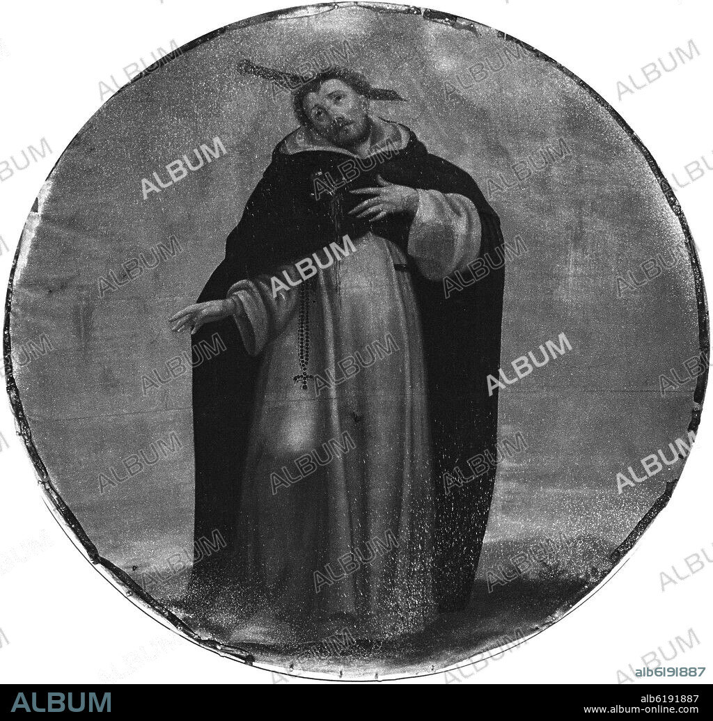 TONDO - PINTURA EN UNA DE LAS PECHINAS DE LA IGLESIA DEL CONVENTO DE SAN JOSE DE TOLEDO - SIGLO XVII - FOTOGRAFIA EN BLANCO Y NEGRO - AÑOS 60.